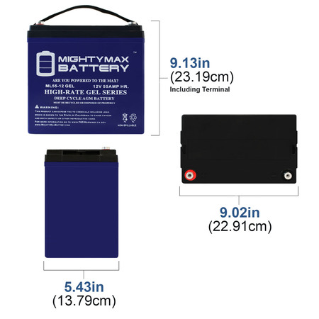 Mighty Max Battery 12V 55AH GEL Battery for Jetstream M (888WAM) Power Chair Battery ML55-12GEL103